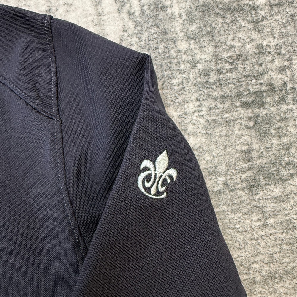 FootJoy Sweater Mens Medium 1/4 Zip Pullover Golf Navy Blue Pique Knit Fleece - Picture 3 of 10